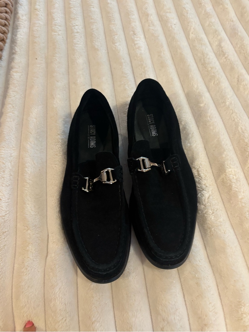 Stacy Adams Black Suede Bit Loafers